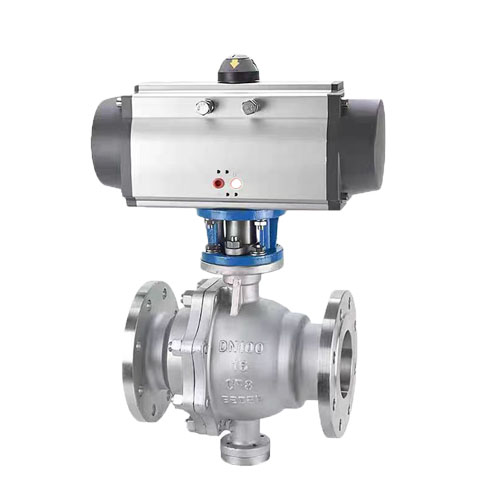 304氣動固定式球閥，鑄鋼法蘭氣動球閥